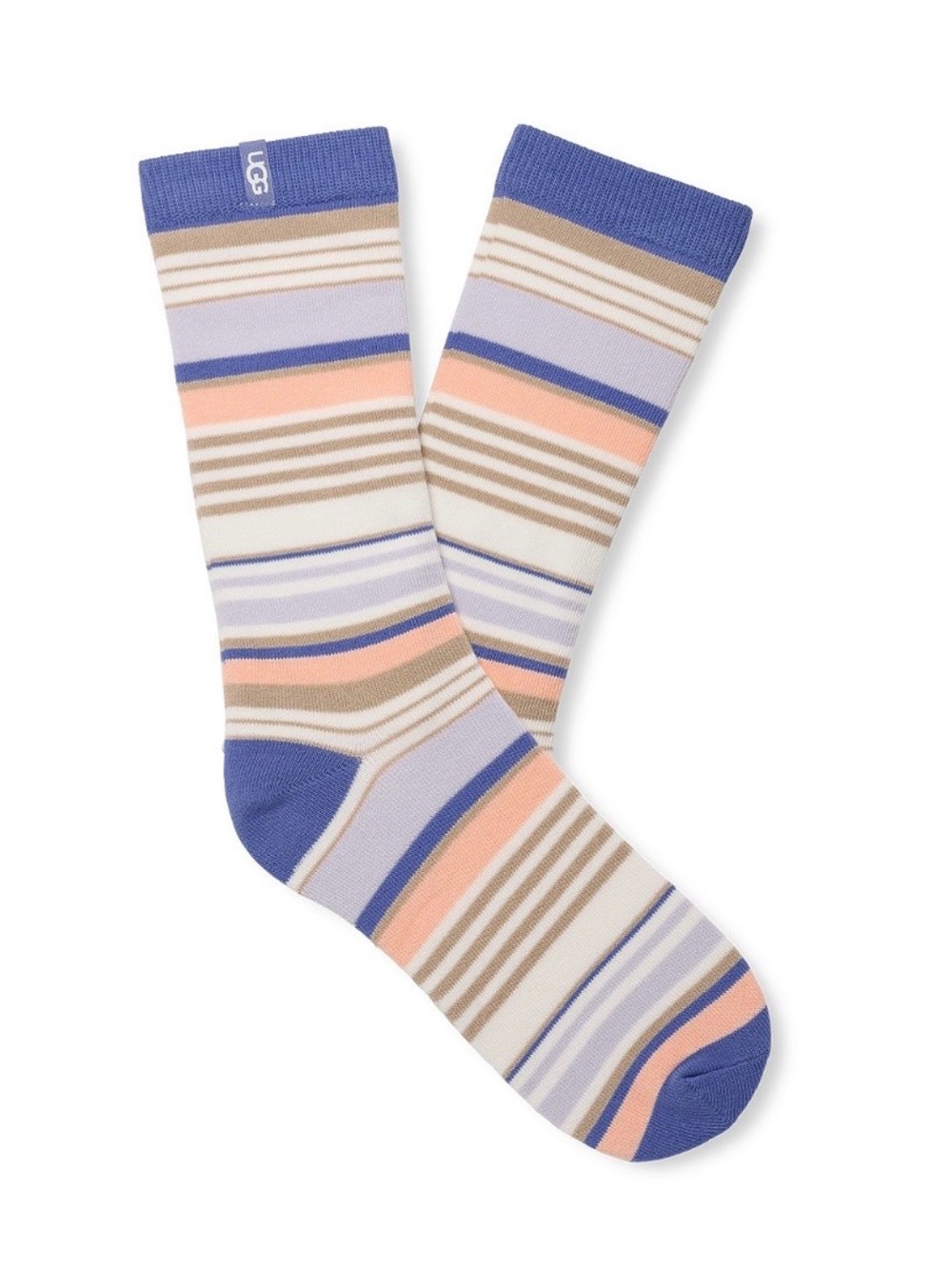 UGG Womens Betta Stripe Crew Socks - Blue, Lavender, Peach, Tan & Cream One Size
